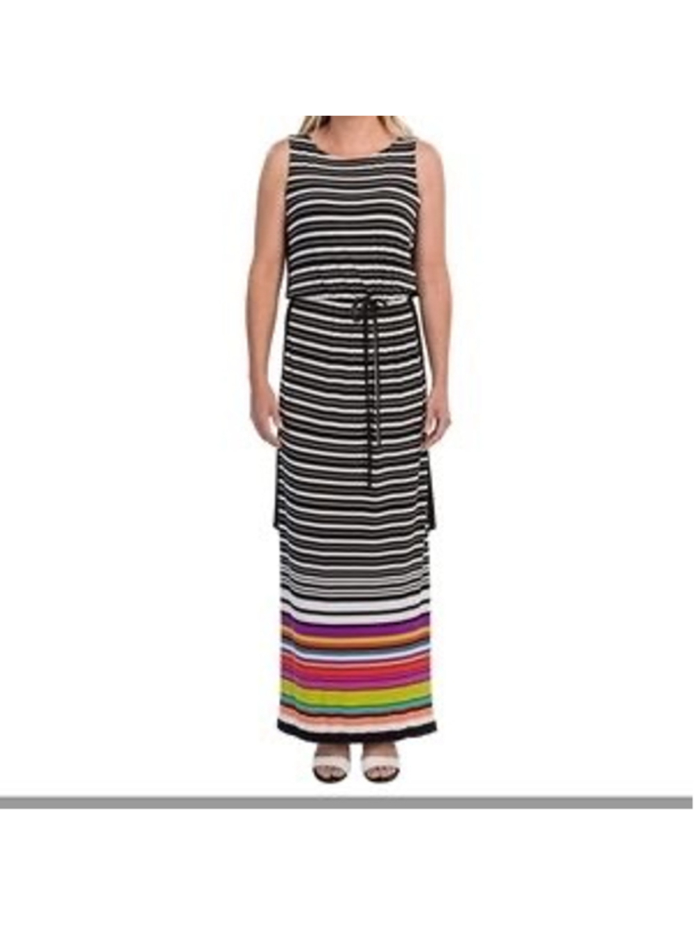 Nine West Jersey Knit Striped Maxi Dress 6 Resort Nautical Boho Pop K8